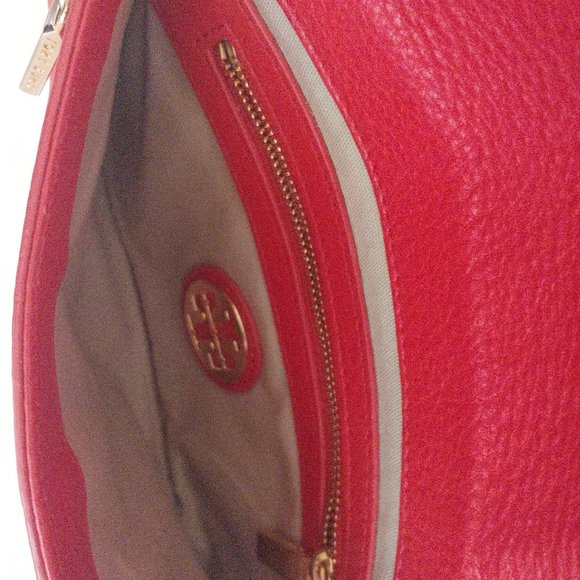 11x6 Tory Burch Orange Leather Amanda Logo Crossbody Bag REPLACED CHAIN STRAP - Picture 5 of 13